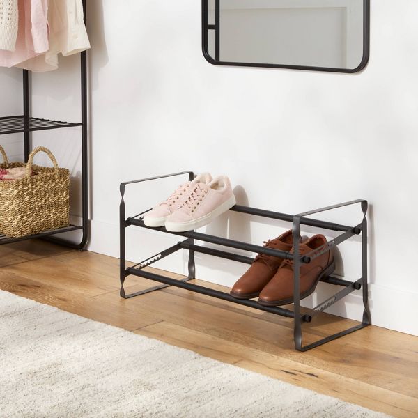 2 Tier Expandable Shoe Rack Black - Brightroom™