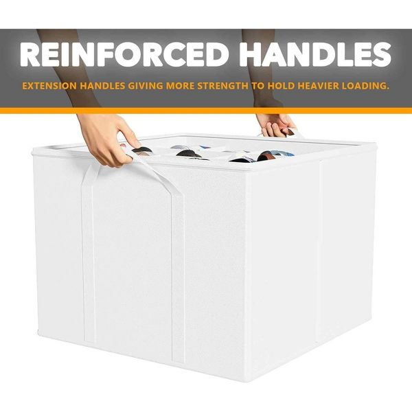 2 Pack Shoe Storage Organizer for closet, a set of 2 foldable shoe storage containers with adjustable dividers,Beige