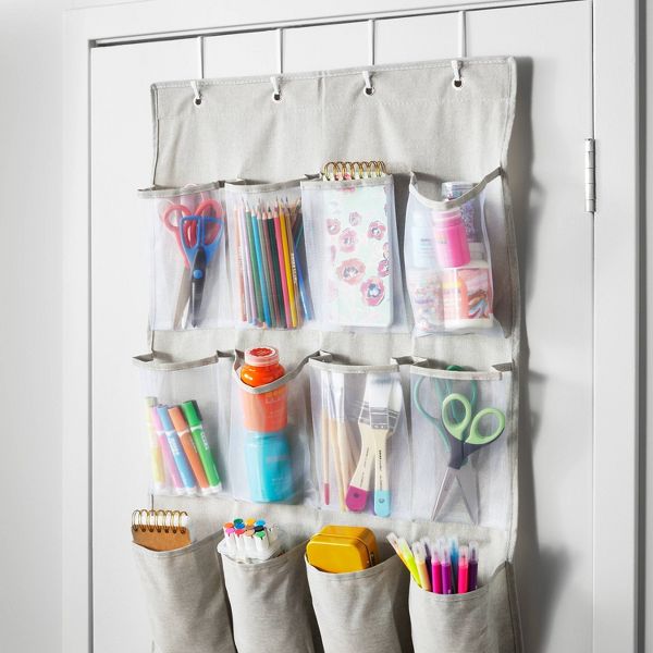 Over The Door 24 Pocket Mesh Shoe Organizer Light Gray - Brightroom™: Hanging Shoe Storage, Holds 24 Pairs, No Assembly Required