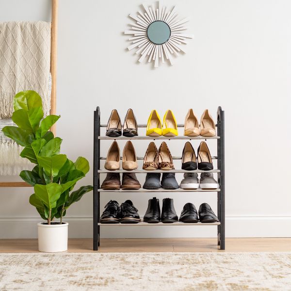 IRIS 2 Tier expandable and Stackable Freestanding Metal Shoe Racks for Entryway
