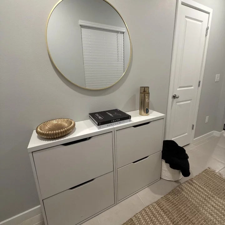 Laminate Pivot Open Shoe Cabinet White - Brightroom™: Shoe Organizer, Holds 12 Pairs, Wood Laminate, Freestanding