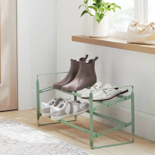 2 Tier Expandable Shoe Rack Black - Brightroom™