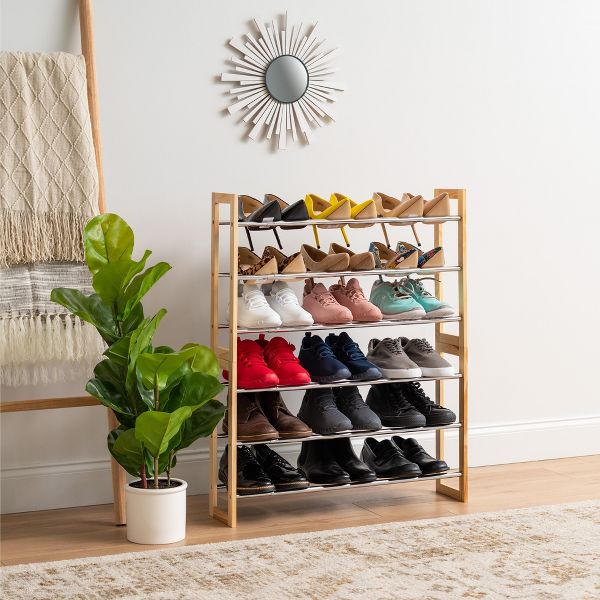 IRIS 2 Tier expandable and Stackable Freestanding Metal Shoe Racks for Entryway