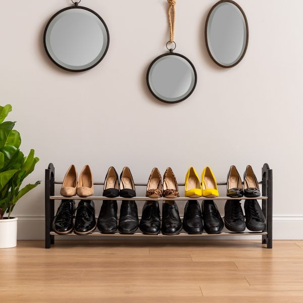 IRIS 2 Tier expandable and Stackable Freestanding Metal Shoe Racks for Entryway