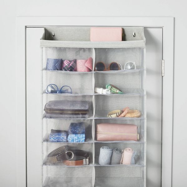 Over The Door 26 Shelf Mesh Shoe Organizer Light Gray - Brightroom™: Hanging Shoe Storage, Closet Organizer, Holds 13 Pairs