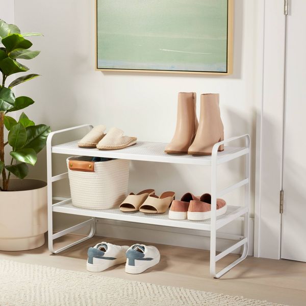 2 Tier Shoe Rack Black Metal Mesh - Brightroom™