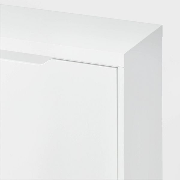 Laminate Pivot Open Shoe Cabinet White - Brightroom™: Shoe Organizer, Holds 12 Pairs, Wood Laminate, Freestanding
