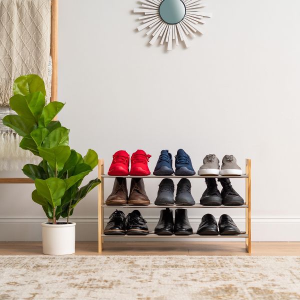 IRIS 2 Tier expandable and Stackable Freestanding Metal Shoe Racks for Entryway