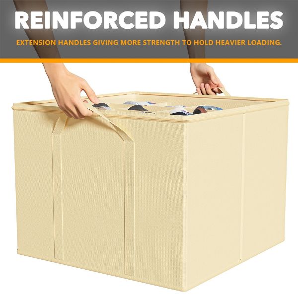 2 Pack Shoe Storage Organizer for closet, a set of 2 foldable shoe storage containers with adjustable dividers,Beige