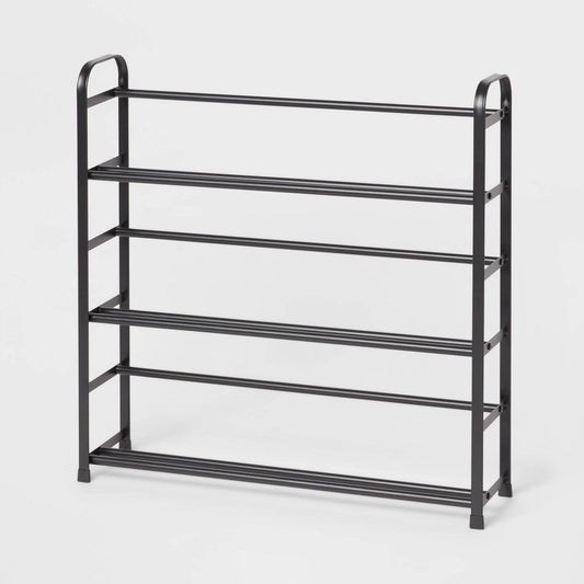 Small Space Metal Shoe Rack Black - Brightroom™: Steel Frame, Freestanding Shoe Organizer, Holds 9 Pairs, 29"x7"x29"