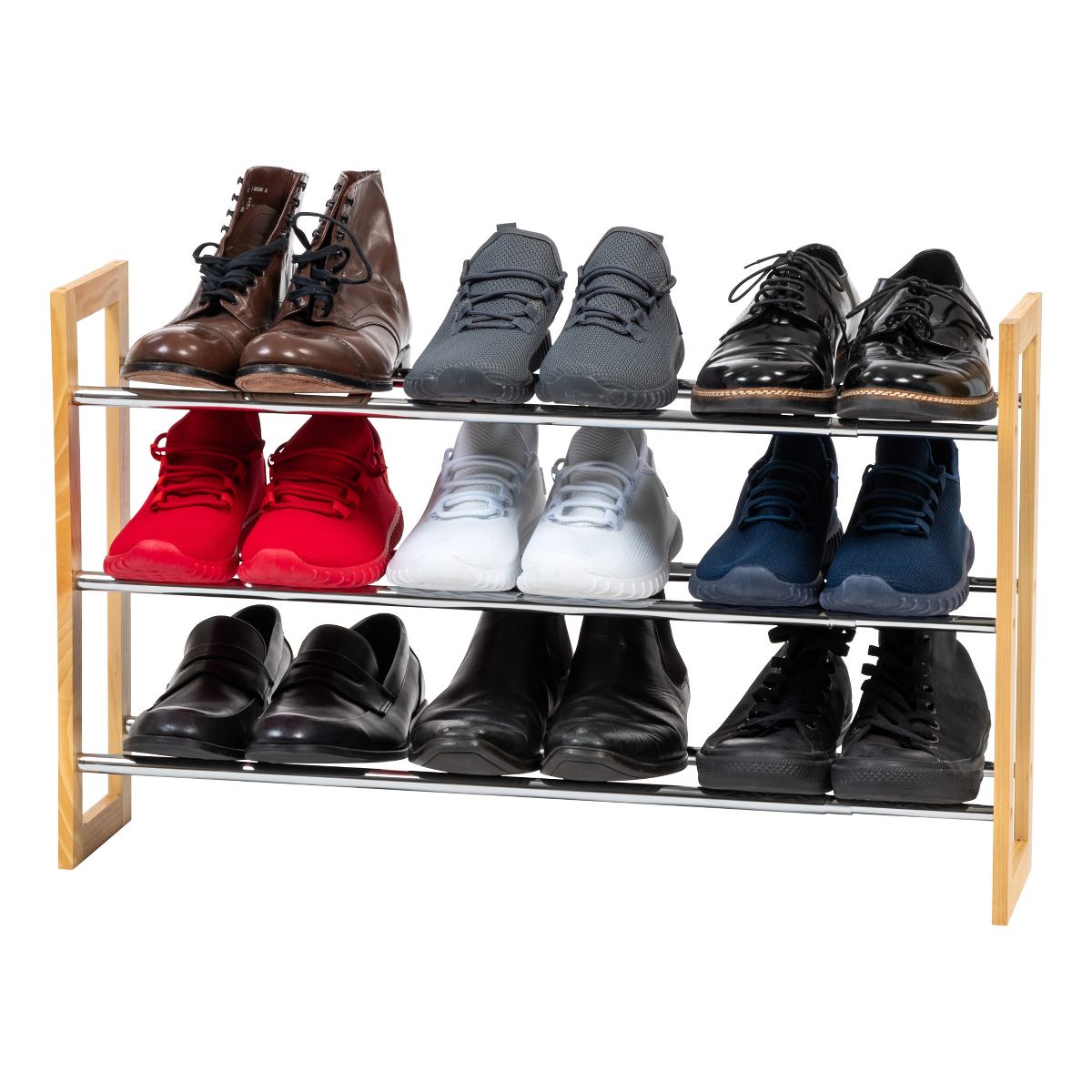 IRIS 2 Tier expandable and Stackable Freestanding Metal Shoe Racks for Entryway
