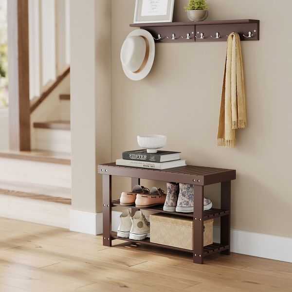 Shoe Bench, shoe storage bench, Attractive Bamboo Shoe Rack Bench for Entryway Organization and Comfort - Stylishly Welcome Home