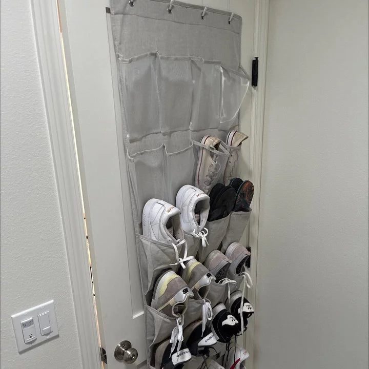 Over The Door 24 Pocket Mesh Shoe Organizer Light Gray - Brightroom™: Hanging Shoe Storage, Holds 24 Pairs, No Assembly Required