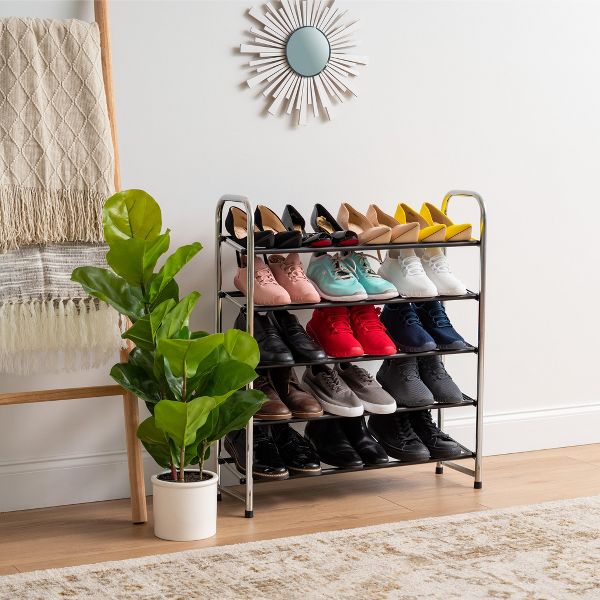 IRIS 2 Tier expandable and Stackable Freestanding Metal Shoe Racks for Entryway