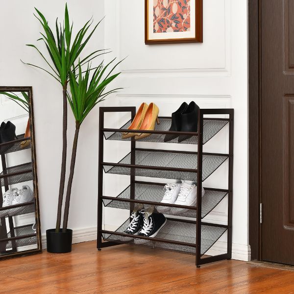 Costway 4-Tier Shoe Rack Adjustable to Flat Slant Shoe Organizer Holder Stand