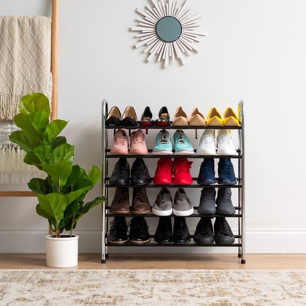 IRIS 2 Tier expandable and Stackable Freestanding Metal Shoe Racks for Entryway