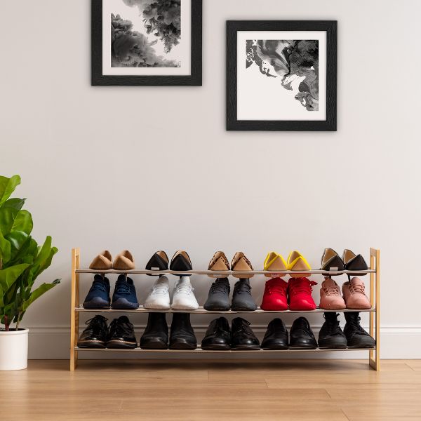 IRIS 2 Tier expandable and Stackable Freestanding Metal Shoe Racks for Entryway
