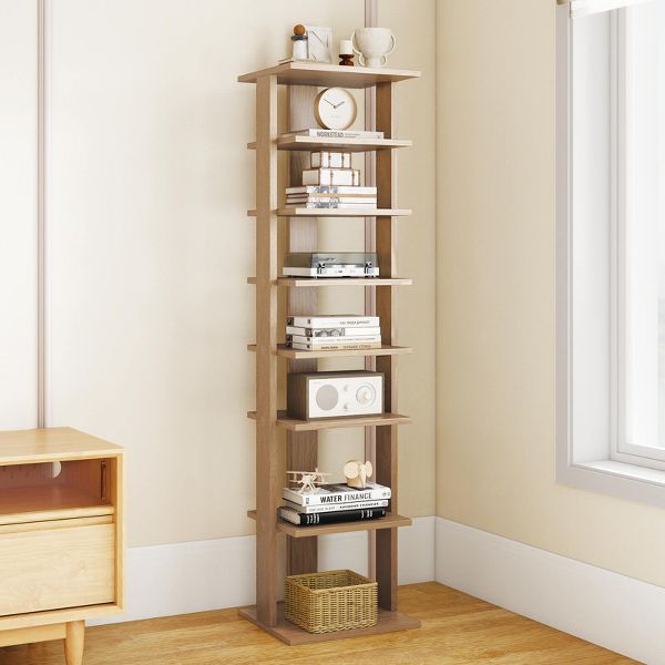 Costway 7-Tier Shoe Rack Free Standing Shelf Storage Tower Rustic Brown