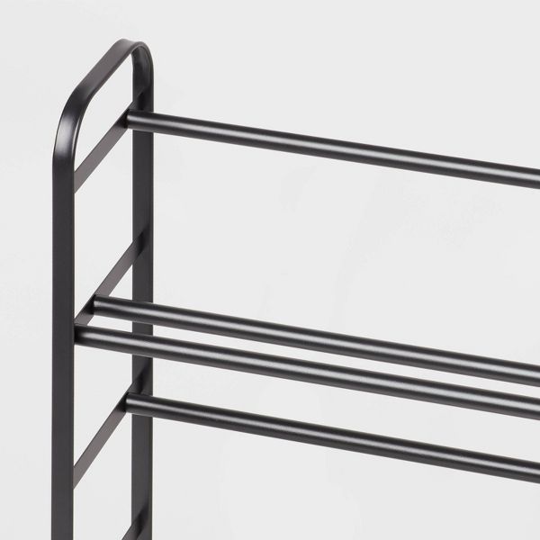 Small Space Metal Shoe Rack Black - Brightroom™: Steel Frame, Freestanding Shoe Organizer, Holds 9 Pairs, 29"x7"x29"