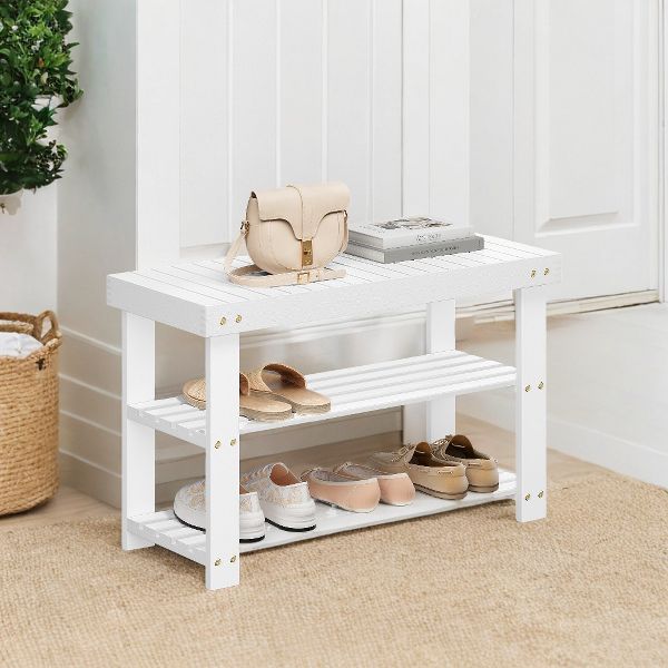 Shoe Bench, shoe storage bench, Attractive Bamboo Shoe Rack Bench for Entryway Organization and Comfort - Stylishly Welcome Home