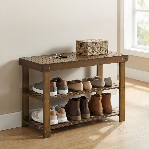 Shoe Bench, shoe storage bench, Attractive Bamboo Shoe Rack Bench for Entryway Organization and Comfort - Stylishly Welcome Home