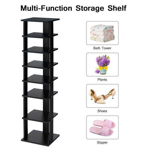 Costway 7-Tier Shoe Rack Free Standing Shelf Storage Tower Rustic Brown