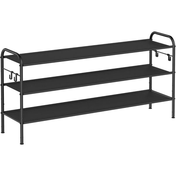 LEDREM 3-Tier Shoe Rack, Metal, 12 to 15 Pairs Shoes, Stackable, for Living Room, Entryway, Black