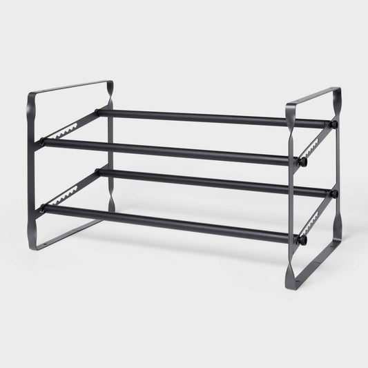 2 Tier Expandable Shoe Rack Black - Brightroom™